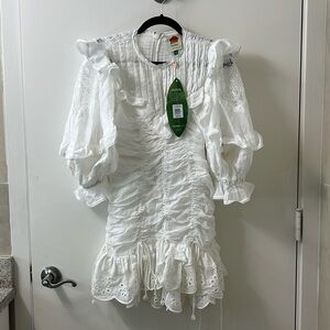 NWT Farm Rio White Lace Organic Cotton Mini Dress size xs